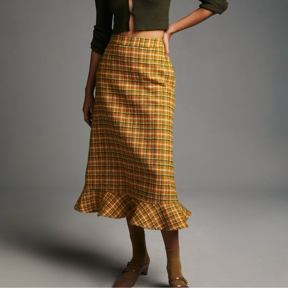 Anthropologie Dresses & Skirts - Anthropologie English Factory Yellow Plaid Skirt